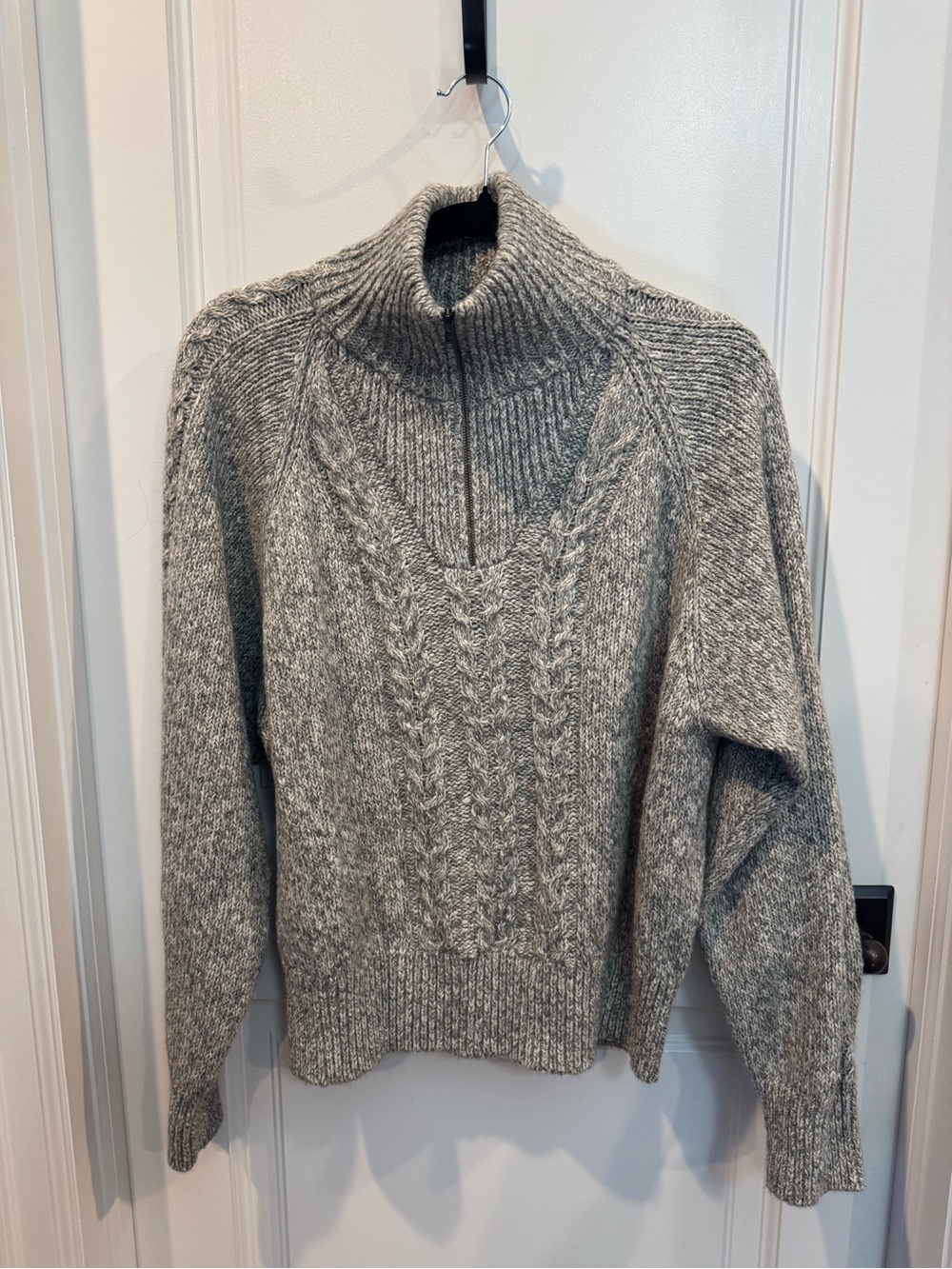 Darling Neutral Knit Crew Sweater in Heather Gray